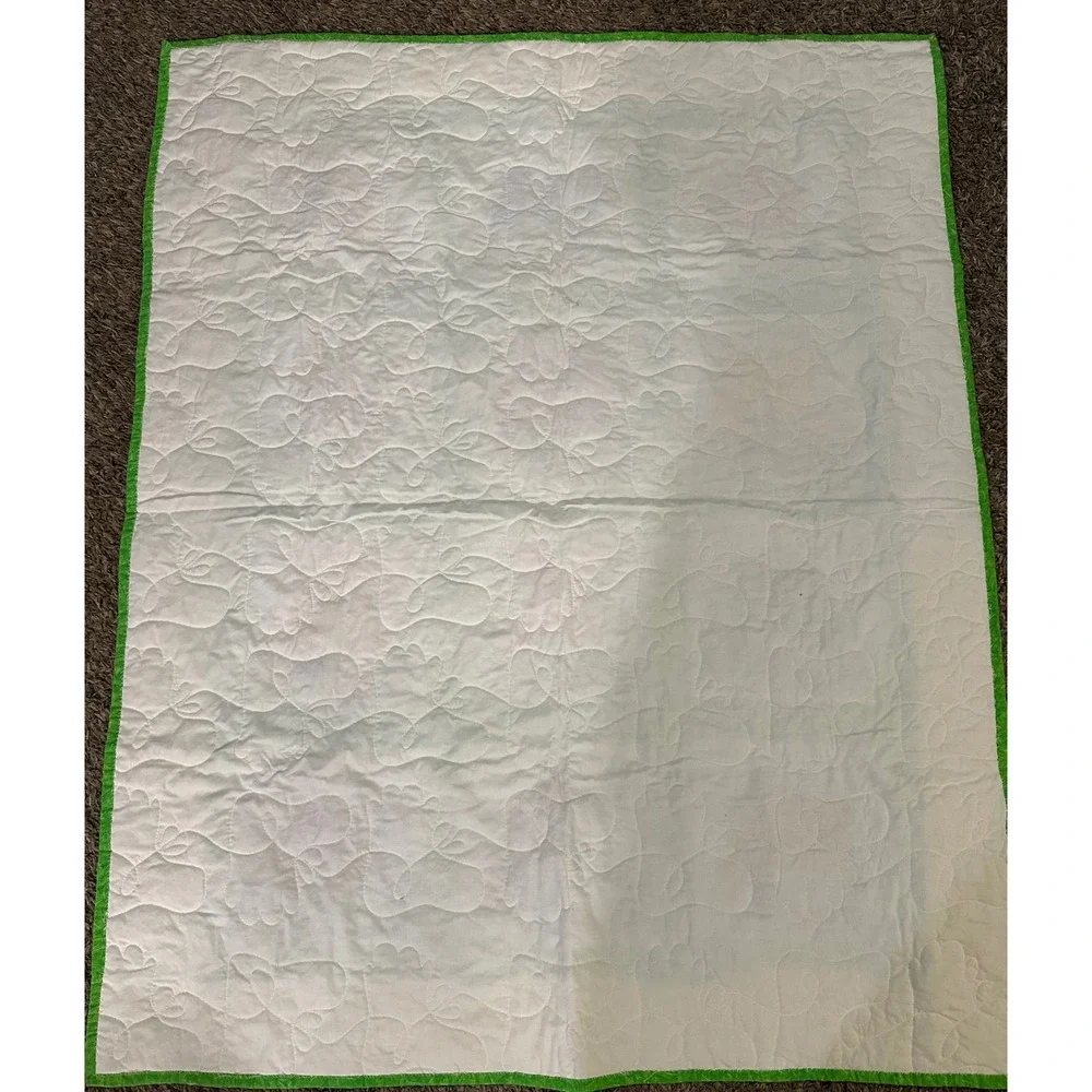 90s‎ Vintage Style Stamped Cross Stitch Baby Quilt Handmade Nursery Animal 47x37